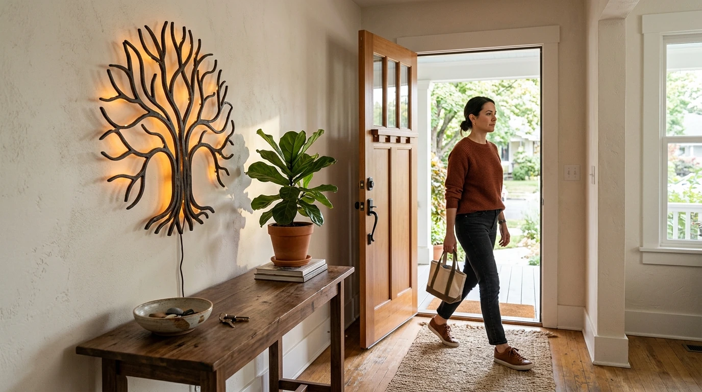 How to Style a Lighted Iron Art Wall Hanging